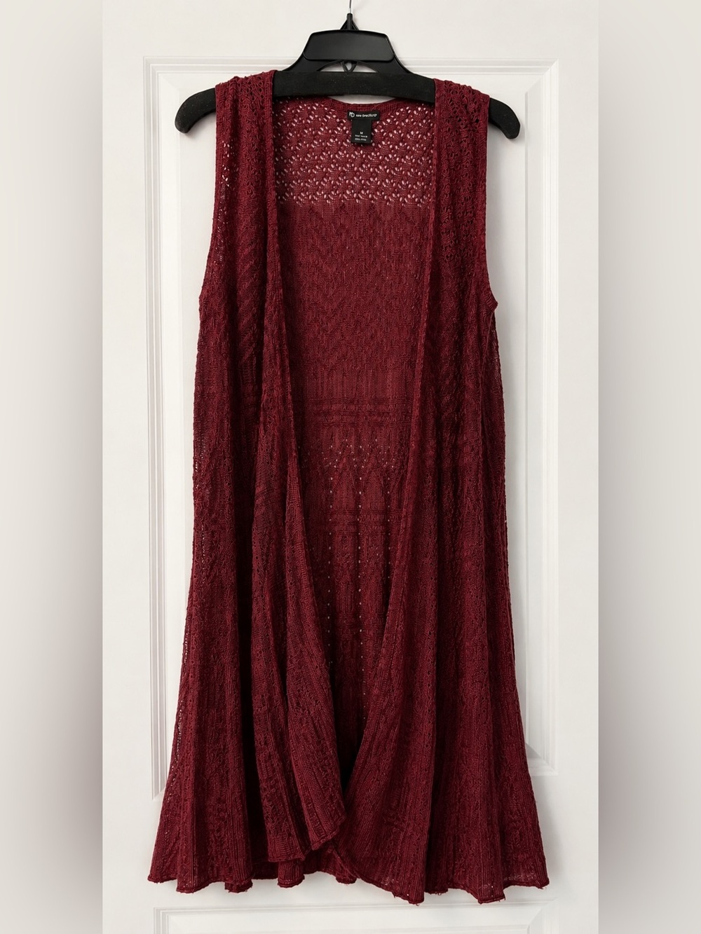 Open Knit Sleeveless Duster Cardigan Vest Medium 
Boho Festival Longline